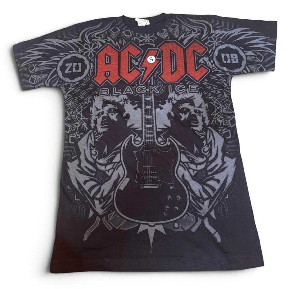 AC/DC Black Ice 2008 All-Over Print T-Shirt Adult Small NWOT